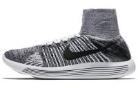 Nike LunarEpic Flyknit Slip-resistant Abrasion-resistant High-top Беговые кроссовки Мужские Серый Белый