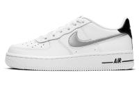 Nike Air Force 1 Кожа Низкие Кеды Детские Скейтбординг Белый Серебряный Подростки