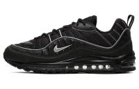 Nike Air Max 98 Low Топ Амортизирующие Повседневные Беговые Кроссовки Мужские Черные Серебряные