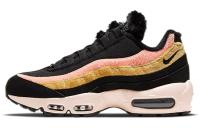Nike Air Max 95 Раздельная замша Низкий топ Амортизирующие повседневные беговые кроссовки Женские Черный Розовый Синий
