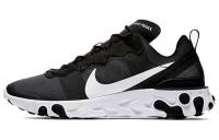 Nike React Element 55 Амортизация Низкий Топ Повседневные Беговые Кроссовки Унисекс Черный Белый
