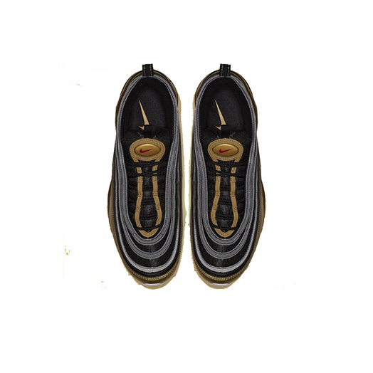 Nike Air Max 97 Винтаж Ткань Легкий Низкий Топ Марафон Беговые кроссовки Унисекс Черный Золото Bullet