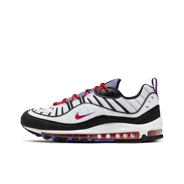 Nike Air Max 98 Кожа Низкие Кроссовки с воздушной подушкой для бега Унисекс Черные Фиолетовые
