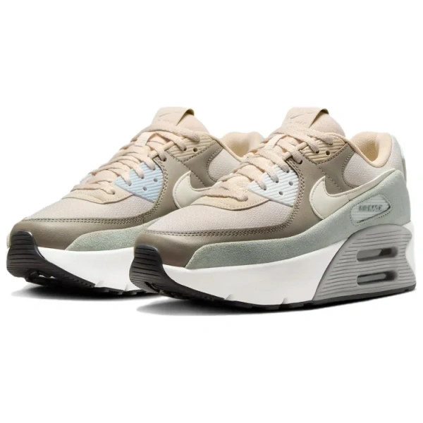 Nike Air Max 90 Устойчивые к истиранию Низкие Повседневные Беговые Кроссовки Женские Светло-Серые