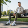 Nike Air Max 95 Сетка Текстиль Кожа Низкий Верх Повседневная Обувь Мужская Белый Зеленый