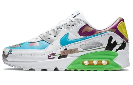 Ruohan Wang X Nike Air Max 90 Синтетическая кожа Низкие кроссовки для бега Унисекс Белый Многоцветный
