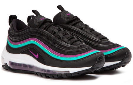 Nike Air Max 97 Ткань Амортизация Поддержка Низкий Верх Беговые Кроссовки Женские Черный Фиолетовый