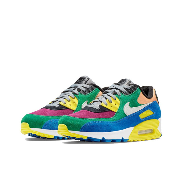 Nike Air Max 90 Vintage Low Top Air Cushion Повседневные Беговые Кроссовки Унисекс Розовый Зеленый Синий