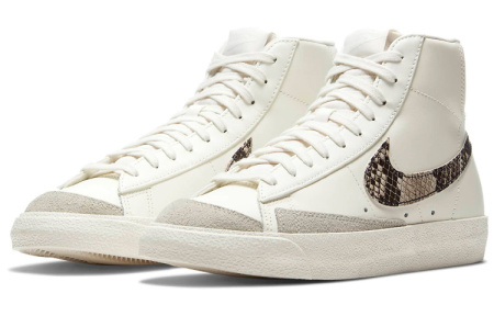 Nike Blazer '77 SE Змеиный принт Покрытие Противоскользящие Амортизация Баланс MID Скейтбординг Женские Экрю