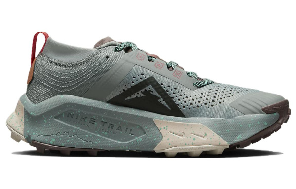 Nike ZoomX Zegama Trail Комфортные Низкие Беговые Кроссовки Женские Асфальт Серый