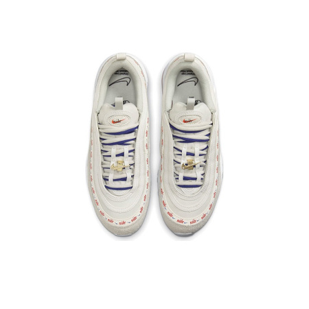 Nike Air Max 97 Сетка Кожа Низкий Верх Повседневные Беговые Кроссовки Женские Бежевый Красный Синий