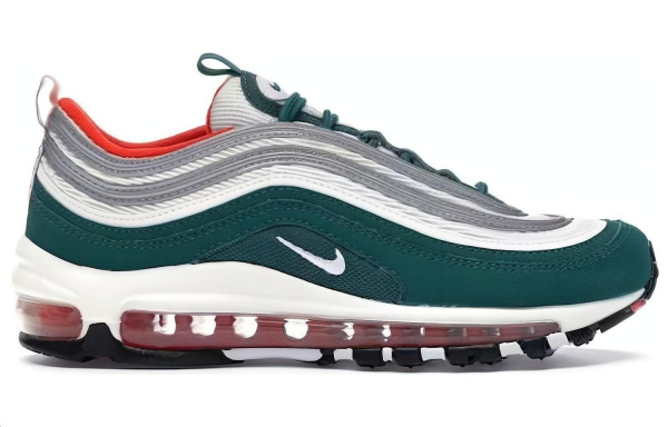 Nike Air Max 97 Амортизация Износостойкие Низкие Кеды для Детей Lifestyle Бело-Зеленые