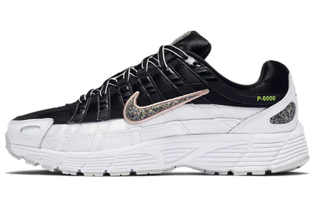 Nike P 6000 Ткань Амортизация Противоскользящие Низкие Повседневные Беговые Кроссовки Женские Черно-Белые