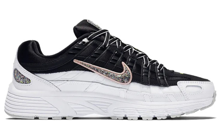 Nike P 6000 Ткань Амортизация Противоскользящие Низкие Повседневные Беговые Кроссовки Женские Черно-Белые