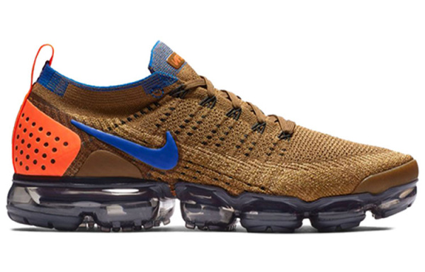 Nike VaporMax Flyknit 2 Low Топ Воздушная Подушка Повседневные Беговые Кроссовки Мужские Темно-Золотой Гоночный Синий