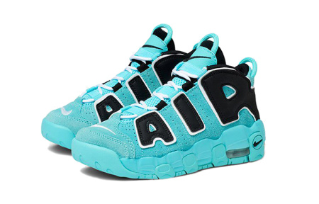 Nike Air More Uptempo Свет Аква Амортизация Поддержка MID Топ Винтажные баскетбольные кроссовки Синий Детские 3-7 лет