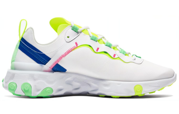 Nike React Element 55 Ткань Амортизация Баланс Низкий Топ Повседневные Беговые Кроссовки Женские Белый Розовый Зеленый