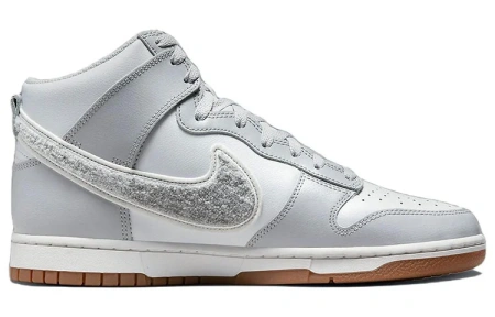 Nike Dunk High Университетский 'Шенилл Swoosh' Высокие Кроссовки для скейтбординга Мужские Серый Белый