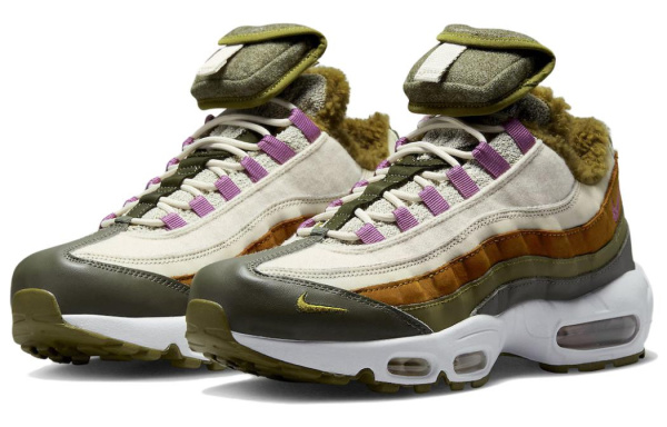 Nike Air Max 95 Текстиль Кожа Низкий Верх Повседневная Обувь Мужская Зеленая