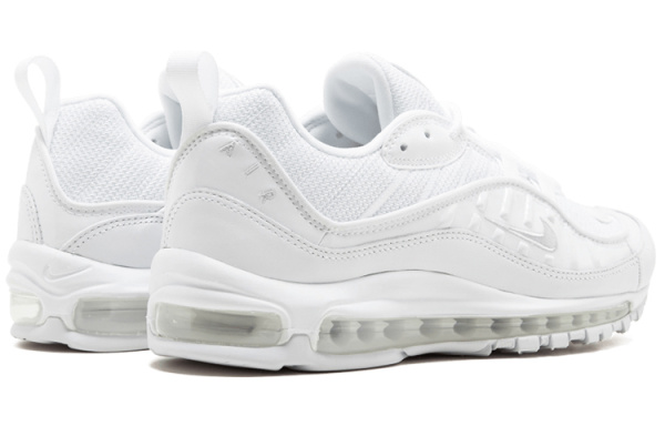 Nike Air Max 98 Кожа Низкие Кроссовки для Бега Мужские Чисто Белые