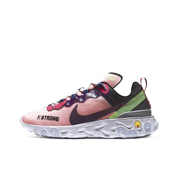 Nike React Element 55 Нескользящие Легкие Низкие Беговые Кроссовки Унисекс Розовые