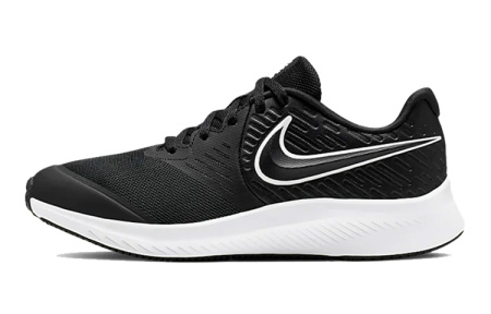 Nike Star Runner 2 Low Топ Детские беговые кроссовки Черный белый Подростки