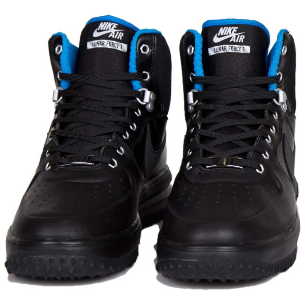 Nike Lunar force 1 Duckboot Амортизация Износостойкие Высокие Кроссовки для скейтбординга Унисекс Черные