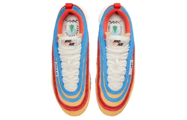 Nike Air Max 97 Vintage Low Top Повседневные Беговые Кроссовки Мужские Желто-Красно-Синие