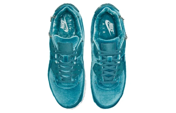 Nike Air Max 90 Раздельная замша Низкий топ Повседневные беговые кроссовки Женские Озерный зеленый