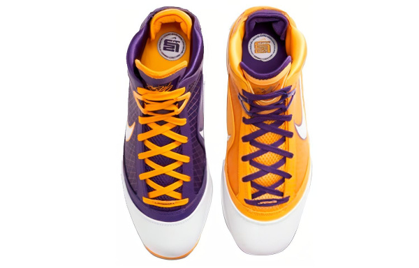 Nike Lebron 7 Media Day GS Лакированная кожа кожа MID винтажные баскетбольные кроссовки пурпурный Lakers золото
