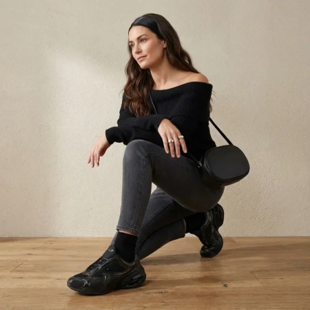 Nike Air Max Muse Abrasion Resistant Низкие Повседневные Кроссовки Женские Черные