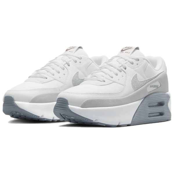 Nike Air Max 90 Устойчивые к истиранию Низкие Повседневные Кроссовки Женские Белые Серые