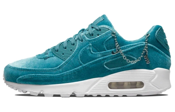 Nike Air Max 90 Раздельная замша Низкий топ Повседневные беговые кроссовки Женские Озерный зеленый