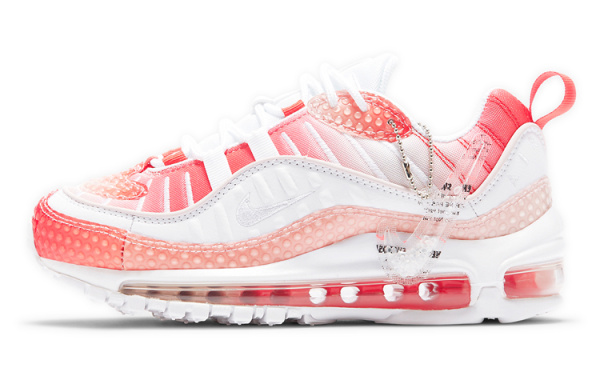 Nike Air Max 98 Синтетическая кожа Низкий топ Воздушная подушка Повседневные беговые кроссовки Женские Белый Красный