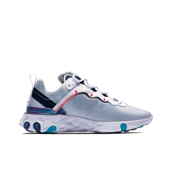 Nike React Element 55 Ткань Амортизация Баланс Низкий Верх Повседневные Беговые Кроссовки Женские Синие Серые