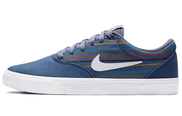 Nike SB Charge Cnvs Prm Полосы Низкие Кроссовки для Скейтбординга Унисекс Синие Белые