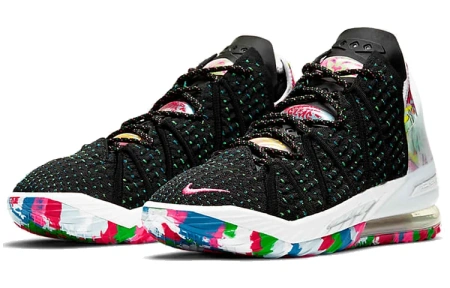Nike Lebron 18 Low Топ Баскетбольные кроссовки Унисекс Черный Белый Розовый Азиатская версия