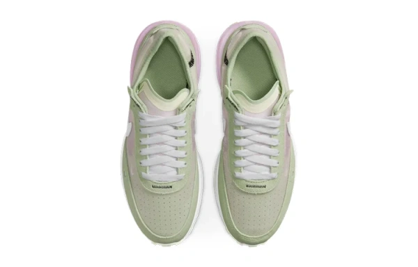 Nike Waffle One Кожа Дышащий Низкий Топ Детские Лайфстайл Кроссовки Зеленый Розовый