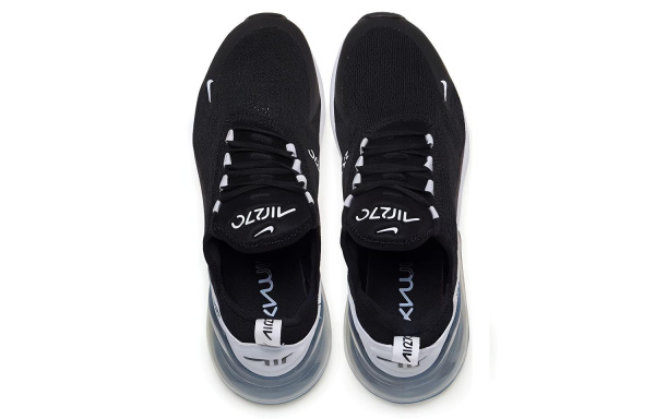 Nike Air Max 270 Текстиль Синтетическая кожа Низкий верх Повседневные беговые кроссовки Женские Черный Белый
