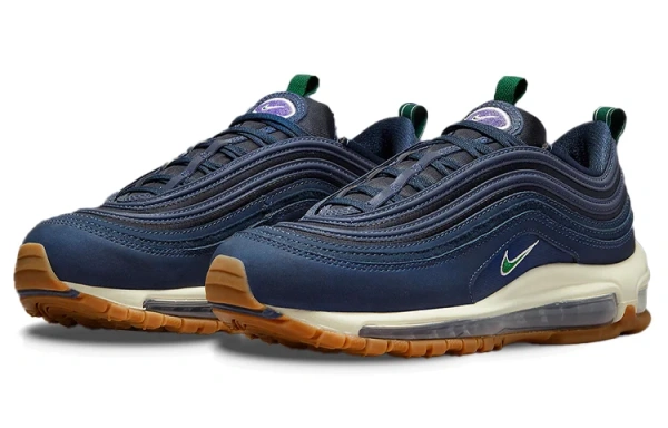 Nike Air Max 97 Текстиль Кожа Амортизация Износостойкие Низкие Повседневные Беговые Кроссовки Женские Синие