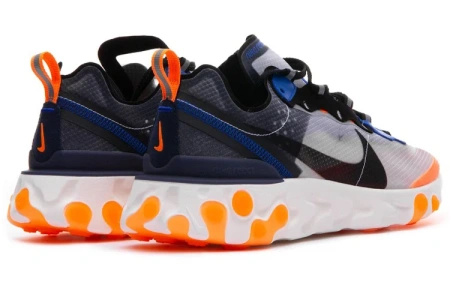 Nike React Element 87 Сетка Текстиль Амортизация Баланс Низкий Топ Беговые кроссовки Унисекс Серый Оранжевый Синий