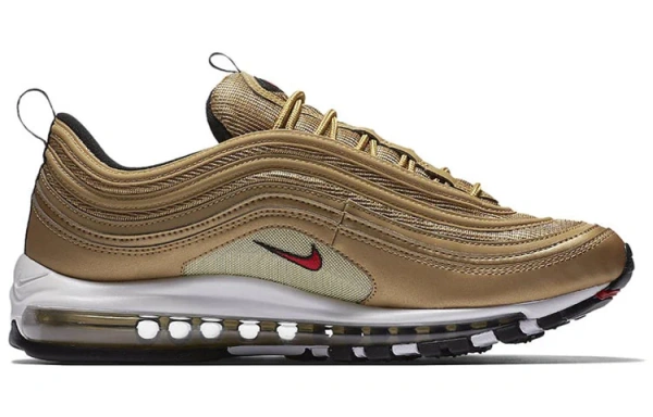 Nike Air Max 97 Кожа Амортизация Низкие Повседневные Беговые Кроссовки Женские Золотой Выпуск 2023