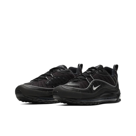 Nike Air Max 98 Low Топ Амортизирующие Повседневные Беговые Кроссовки Мужские Черные Серебряные