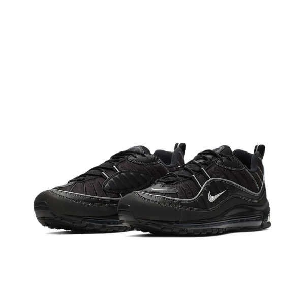 Nike Air Max 98 Low Топ Амортизирующие Повседневные Беговые Кроссовки Мужские Черные Серебряные