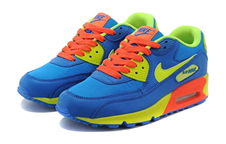 Nike Air Max 90 Комфортные Устойчивые к Износу Низкие Кроссовки для Детей Lifestyle Синий Желтый Красный Подростки