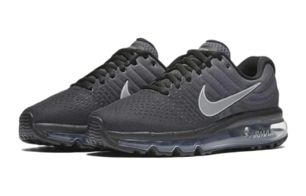 Nike Air Max 2017 Амортизация Износостойкий Низкий Топ Детские Беговые Кроссовки Черный Серый Подростки