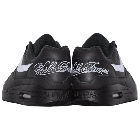 Supreme X Nike Air Max 1 Кожа Устойчивая к истиранию Низкий Топ Воздушная Подушка Повседневные Беговые Кроссовки Унисекс