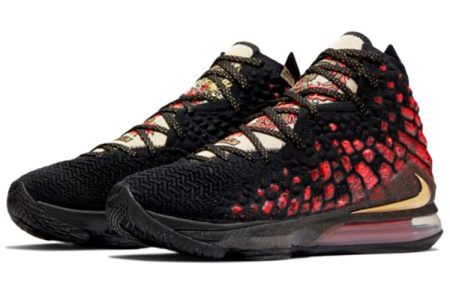 Nike Lebron 17 E EP 'Courage' Драконий узор Высокие баскетбольные кроссовки для игры Унисекс Черный Красный