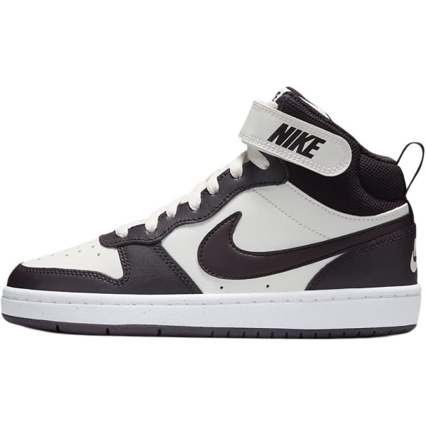 Nike Court Borough 2 Кожа Противоскользящий Устойчивый к истиранию MID Верх Детские Скейтбординг Белый Бургунди