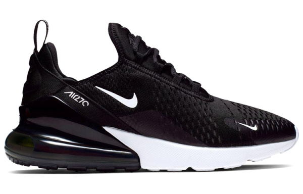 Nike Air Max 270 Canvas Low Top Air Cushion Повседневные Беговые Кроссовки Унисекс Черный Белый